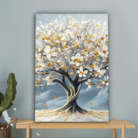Canvas schilderij - Boom - Winter - Levensboom - Modern - Goud-4