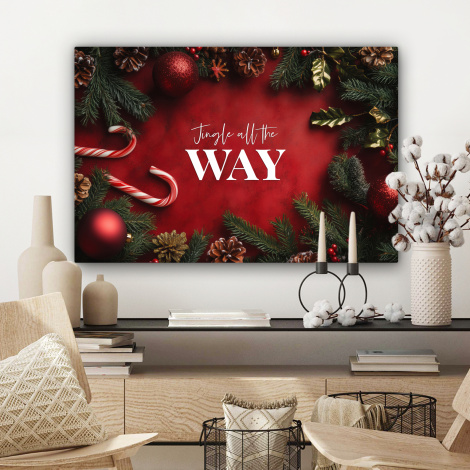 Canvas schilderij - Kerst - Quote - Rood - Kerstballen-3