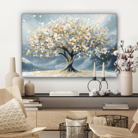 Canvas schilderij - Boom - Winter - Levensboom - Modern - Goud-3