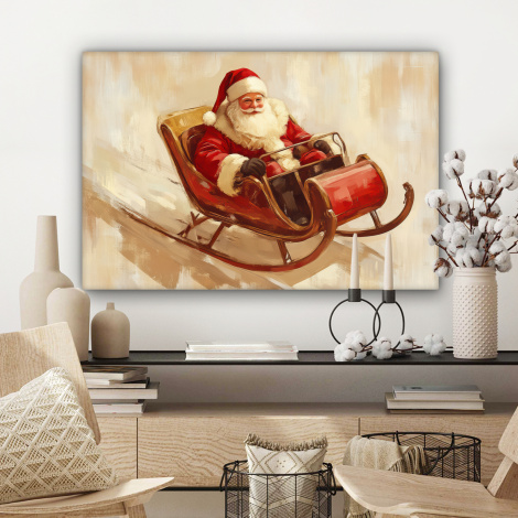 Canvas schilderij - Kerst - Slee - Kerstman-3