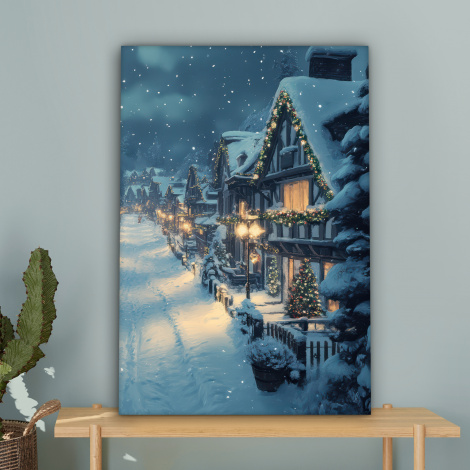 Leinwandbild - Weihnachtsdorf - Weihnachten - Schnee - Winter-4