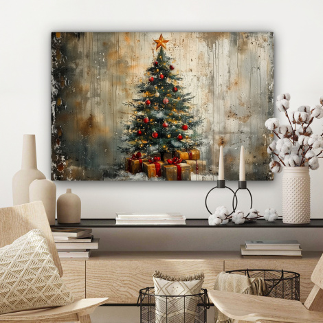 Leinwandbild - Weihnachtsbaum - Vintage - Weihnachten - Geschenk-3
