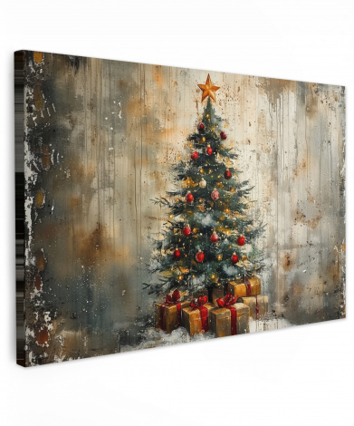 Leinwandbild - Weihnachtsbaum - Vintage - Weihnachten - Geschenk