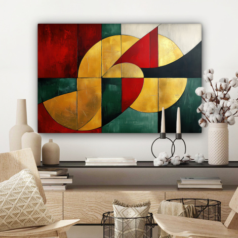 Canvas schilderij - Abstract - Kerst - Goud - Rood - Groen-3