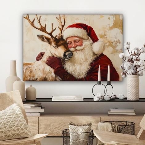 Canvas schilderij - Kerstman - Rendier - Kerst - Christmas-3