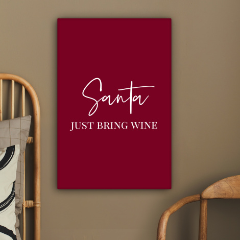 Canvas schilderij - Santa - Wine - Rood - Kerst - Kerstman-2