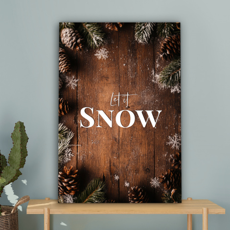 Leinwandbild - Schnee - Holzoptik - Zitat - Let it snow-4