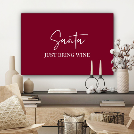 Canvas schilderij - Santa - Wine - Rood - Kerst - Kerstman-3