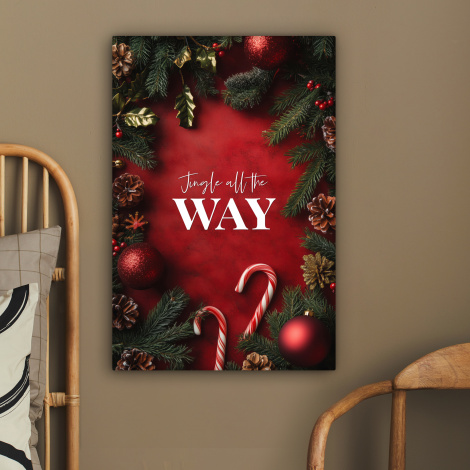 Canvas schilderij - Kerst - Quote - Rood - Kerstballen-2