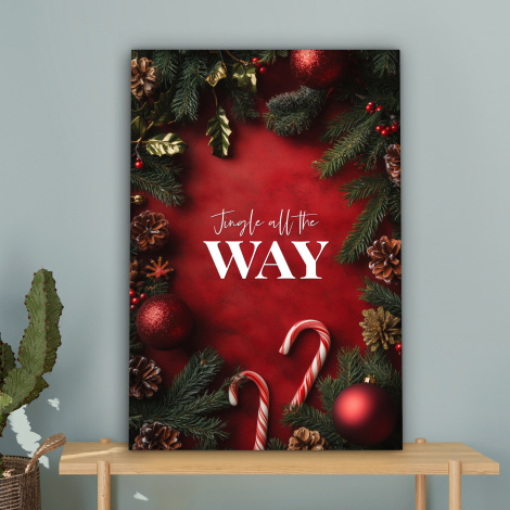 Canvas schilderij - Kerst - Quote - Rood - Kerstballen-4