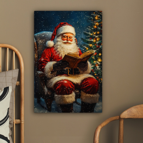 Canvas schilderij - Kerstman - Kerst - Winter - Kerstboom-2