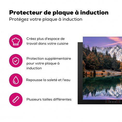 Protège-plaque à induction - Montagne - Forêt - Eau - Ciel - Rose - Violet-3