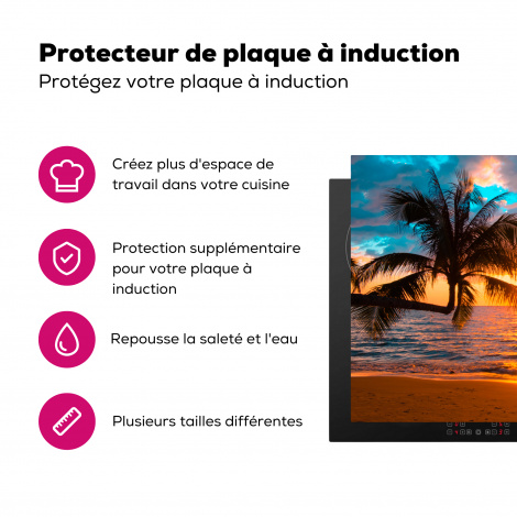 Protège-plaque à induction - Palmier - Coucher de soleil - Horizon - Plage - Mer - Tropical-3