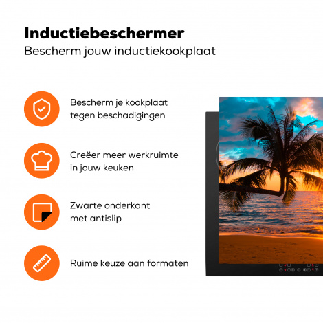 Inductiebeschermer - Palm - Zonsondergang - Horizon - Strand - Zee - Tropisch-3