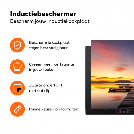 Inductiebeschermer - Steiger - Zonsondergang - Water - Zee - Reflectie-3