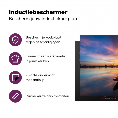 Inductiebeschermer - Boot - Water - Zonsondergang - Oranje - Water-3