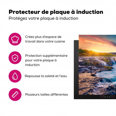 Protège-plaque à induction - Chute d'eau - Plantes - Mousse - Paysage - Coucher de soleil - Roche-3