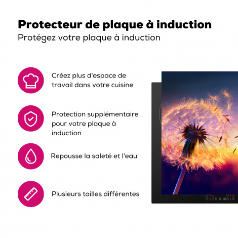 Protège-plaque à induction - Pissenlit - Fleurs - Coucher de soleil - Horizon - Nuit-3