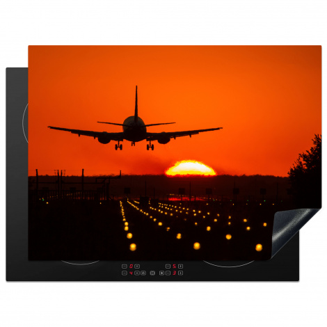 Herdabdeckplatte - Sonnenuntergang - Flugzeug - Orange - Sonne