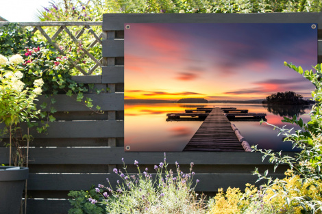 Outdoor Poster - Steg - Sonnenuntergang - Wasser - Meer - Spiegelung - Horizontal-2