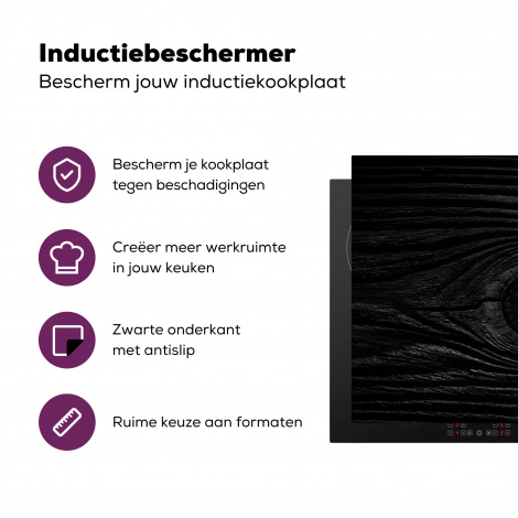 Inductiebeschermer - Hout - Zwart - Wit - Design - Structuren-3