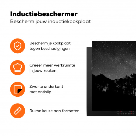 Inductiebeschermer - Sterrenhemel - Bos - Hemel - Zwart - Bomen-3