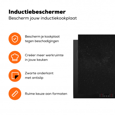 Inductiebeschermer - Sterrenhemel - Zwart - Wit - Hemel-3