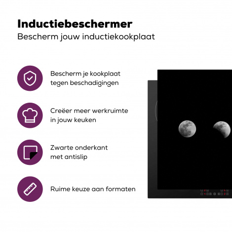 Inductiebeschermer - Zwart - Wit - Maan - Maanfase - Ruimte-3