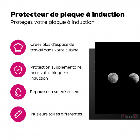 Protège-plaque à induction - Noir - Blanc - Lune - Phase de la lune - Espace-3