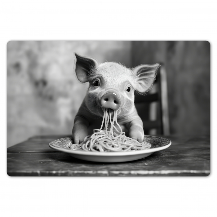 Varken - Schattig - Spaghetti - Zwart wit - Dier Placemat vinyl groot -zzsfeer1_Kitchenyeah-website