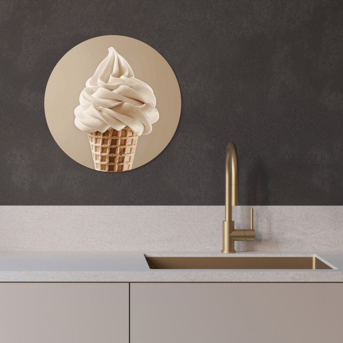 IJs - Softijs - Romig - Hoorntje - Beige KitchenYeah - Keuken - Wandcirkel Forex klein -sfeer1