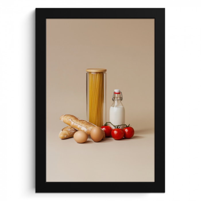 Spaghetti - Melk - Tomaten - Eieren - Brood KitchenYeah - Keuken - Fotolijst klein -3d