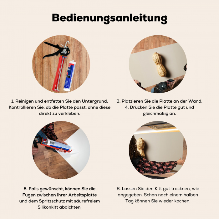 Pinda - Ruw - Beige Spatscherm Aluminium klein -zgebruik_DE