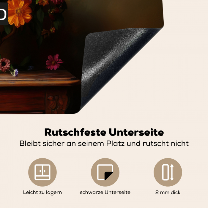 Kleur - Bloemen - Vintage - Bloemenvaas Inductie beschermer vinyl 3mm klein -tsfeer4_DE