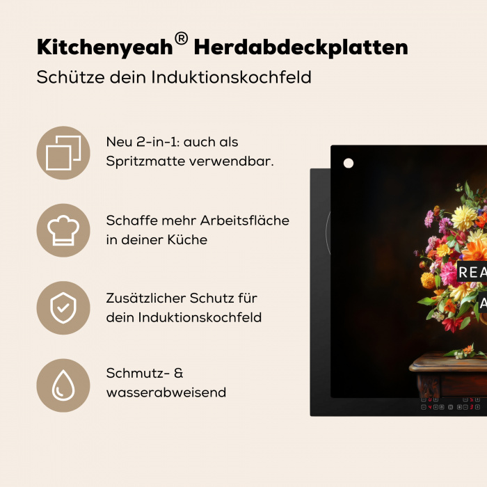Kleur - Bloemen - Vintage - Bloemenvaas Inductie beschermer vinyl 3mm klein -zzzzzzusp-haakje_DE