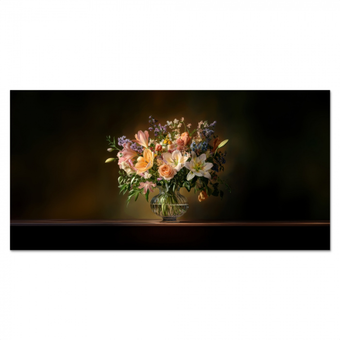 Glazen - Bloemen - Boeket - Kleuren Spatscherm Aluminium klein -3d_volledig