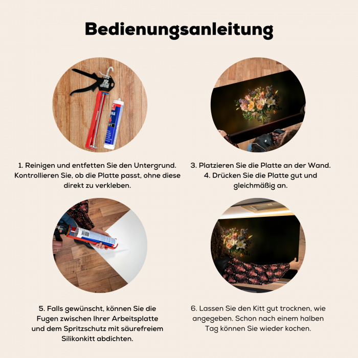 Glazen - Bloemen - Boeket - Kleuren Spatscherm Aluminium klein -zgebruik_DE