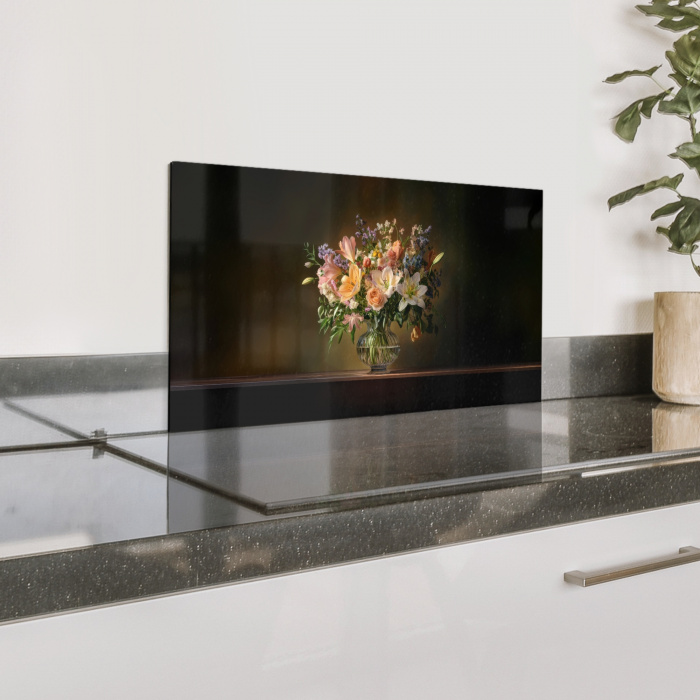 Glazen - Bloemen - Boeket - Kleuren Spatscherm Aluminium klein -zzproduct_nieuw