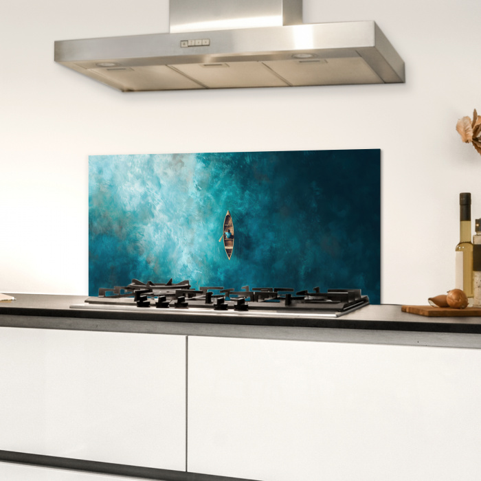 Bootje - Water - Blauw Spatscherm Aluminium klein -sfeer4