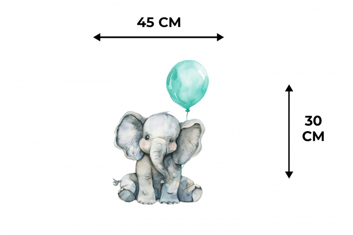 Olifant - Baby - Dieren - Blauwe ballon Placemat vinyl groot -specs