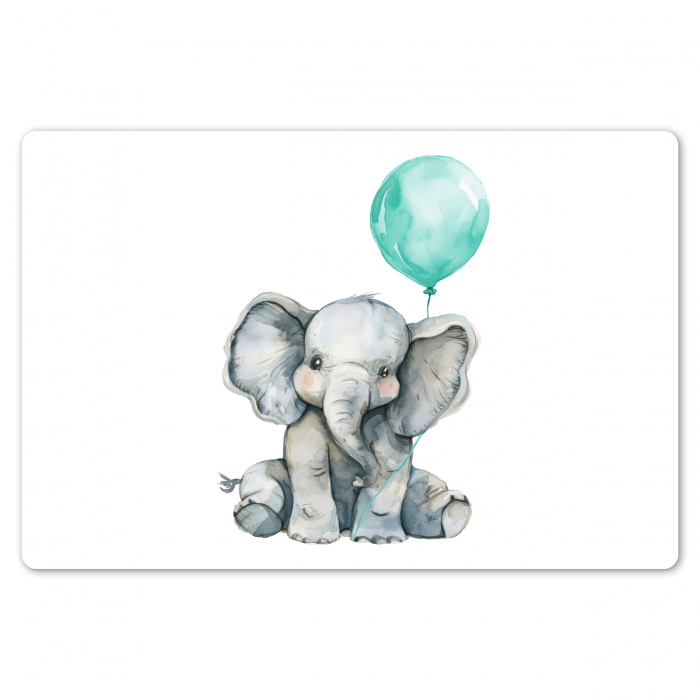 Olifant - Baby - Dieren - Blauwe ballon Placemat vinyl groot -zzsfeer1_Kitchenyeah-website