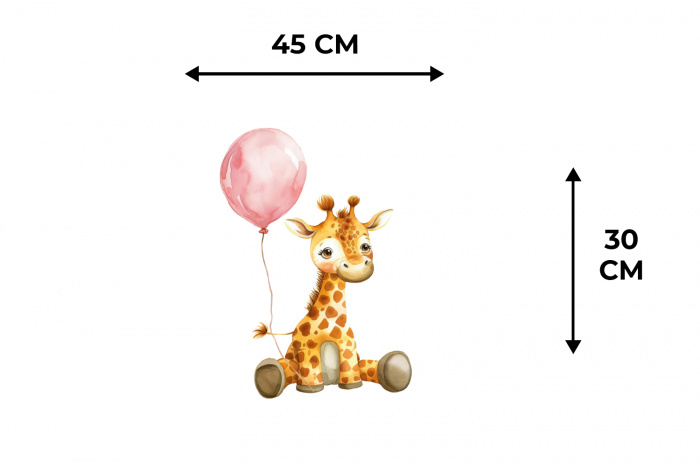 Giraf - Baby - Dieren - Roze ballon Placemat vinyl groot -specs