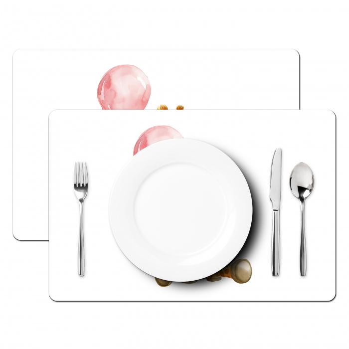 Giraf - Baby - Dieren - Roze ballon Placemat vinyl groot -zzsfeer2_Kitchenyeah-website