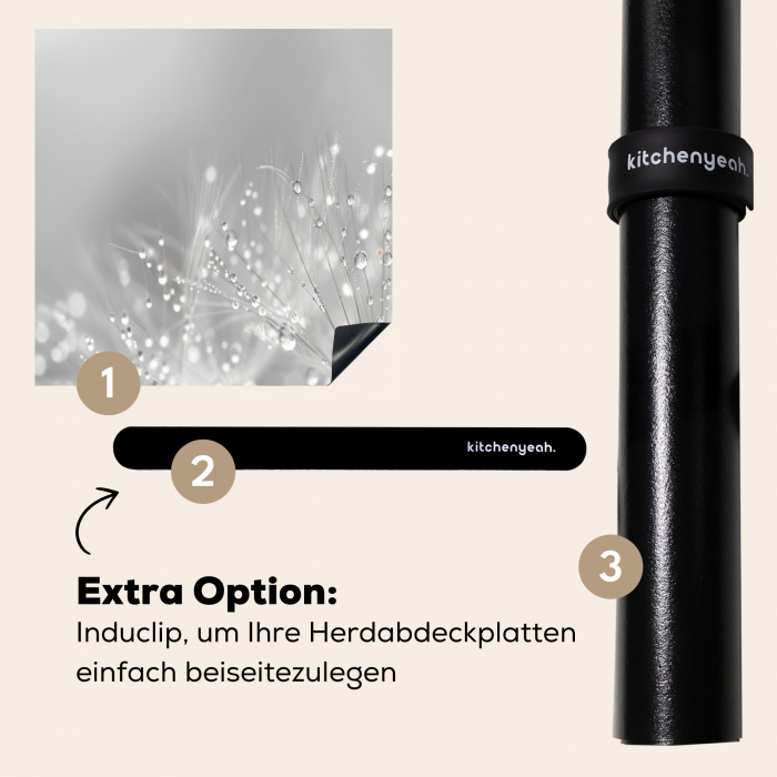 Paardenbloem - Waterdruppels - Stilleven - Modern Inductie beschermer vinyl 3mm klein -zzzzzzz-induclip_DE