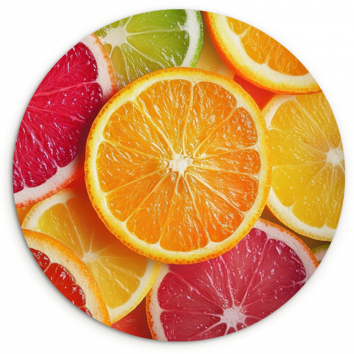 Fruit - Kleurrijk - Close up KitchenYeah - Keuken - Wandcirkel Forex klein -3d
