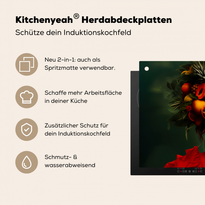 Vrouw - Vruchten - Papaja - Ananas Inductie beschermer vinyl 3mm klein -zzzzzzusp-haakje_DE