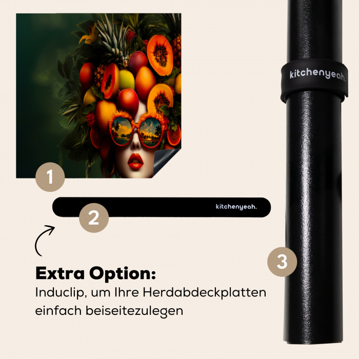Vrouw - Vruchten - Papaja - Ananas Inductie beschermer vinyl 3mm klein -zzzzzzz-induclip_DE