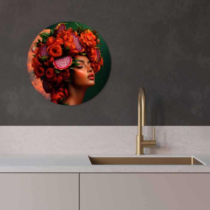 Vrouw - Drankenfruit - Rozen KitchenYeah - Keuken - Wandcirkel Forex klein -sfeer1