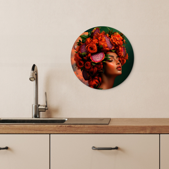 Vrouw - Drankenfruit - Rozen KitchenYeah - Keuken - Wandcirkel Forex klein -sfeer3