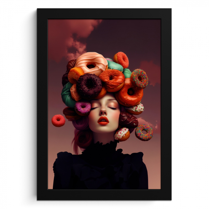 Vrouw - Donuts - Kleurrijk KitchenYeah - Keuken - Fotolijst klein -3d